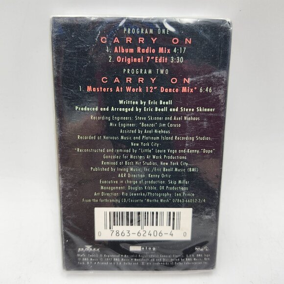 Martha Wash Carry On Cassette Single 1992 BMG 07863-62406-4 Sealed - Picture 2 of 4